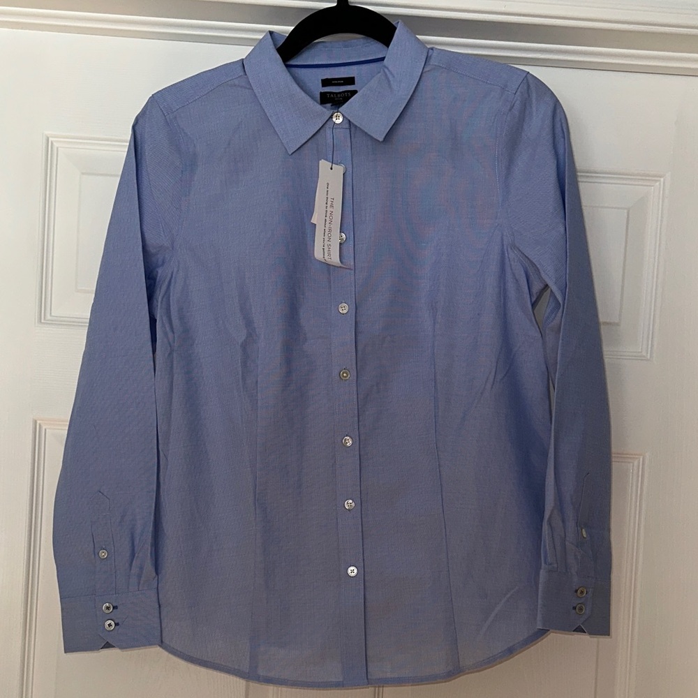 TALBOTS Women's Light Blue Button Down Shirt